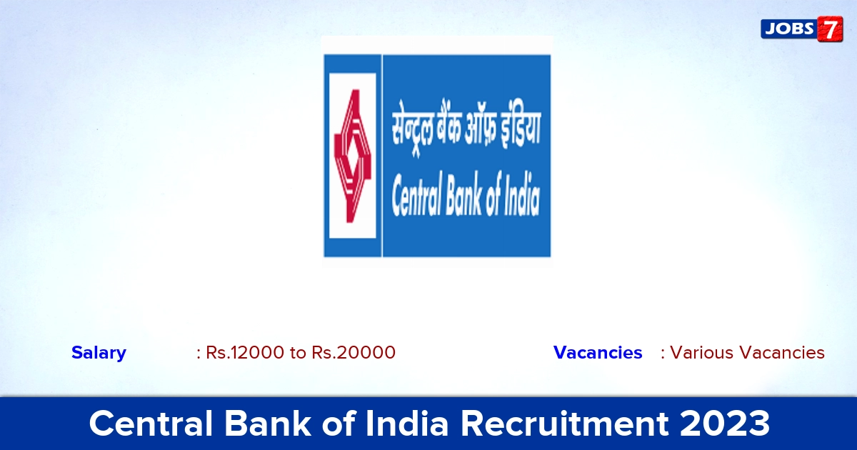 Central Bank Of India Recruitment 2023 Faculty Office Assistant Vacancies