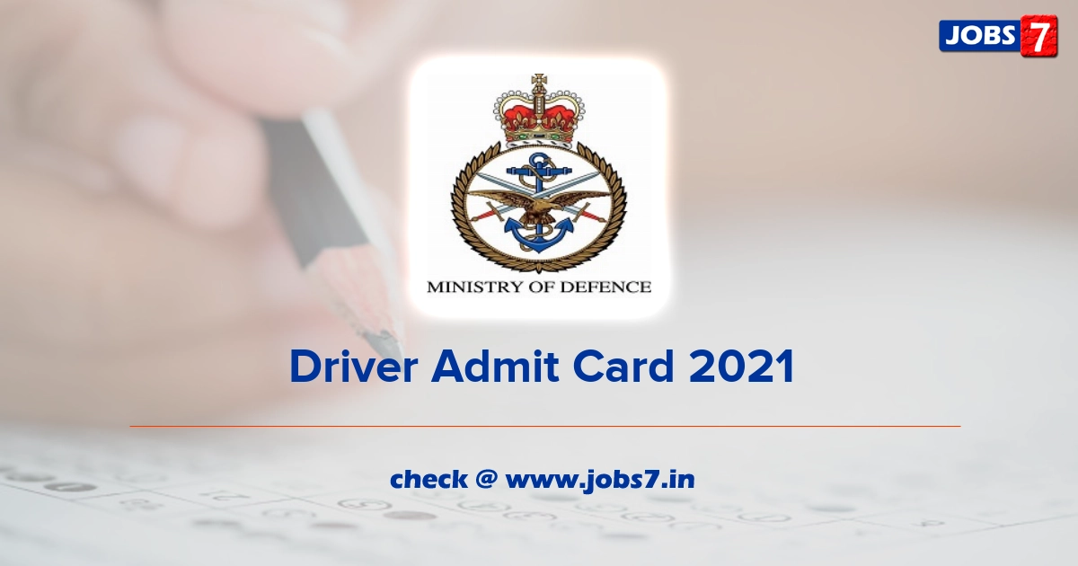 ASC Centre Ministry of Defence Driver Admit Card 2021, Exam Date (Out) @ mod.gov.in