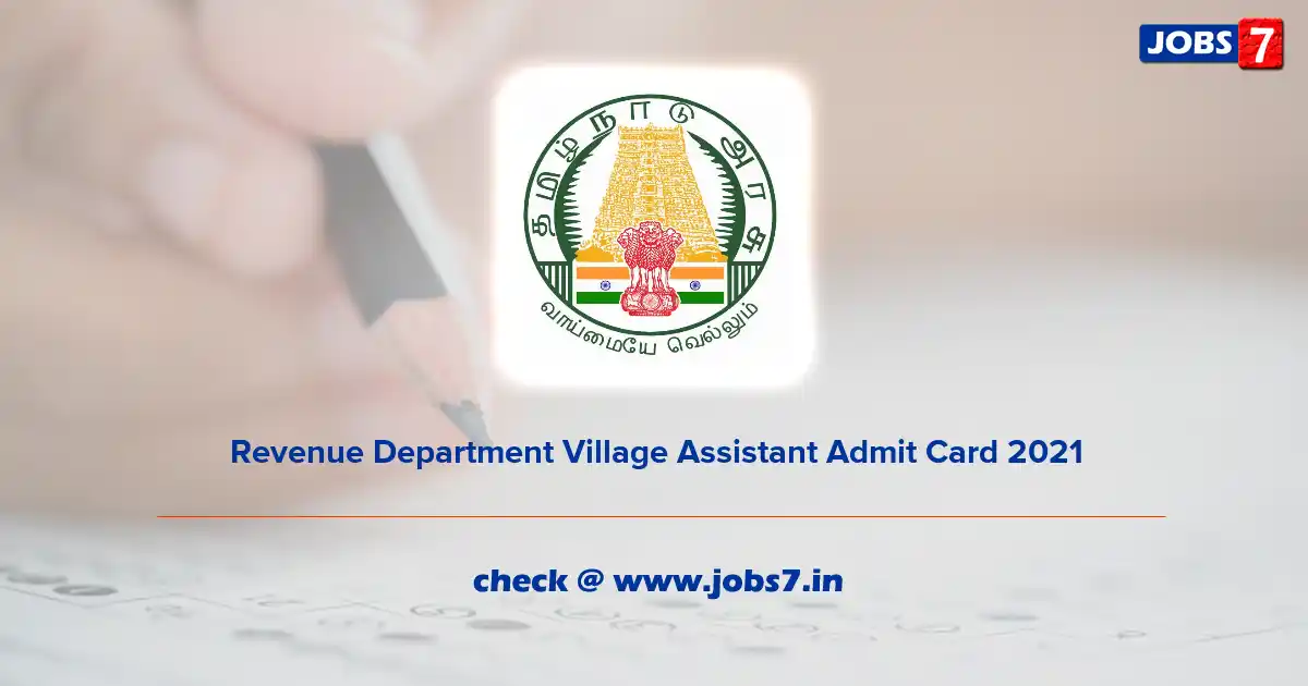 Revenue Department Village Assistant Admit Card 2021, Exam Date @ dor.gov.in