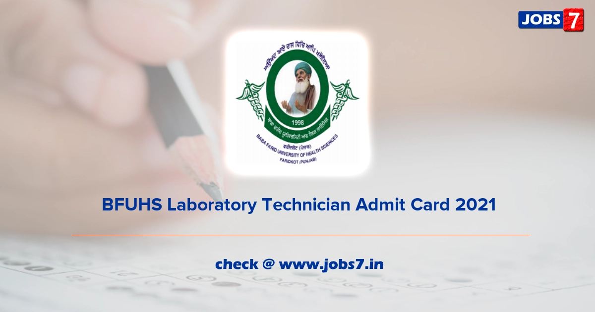 BFUHS Laboratory Technician Admit Card 2023, Exam Date @ www.bfuhs.ac.in