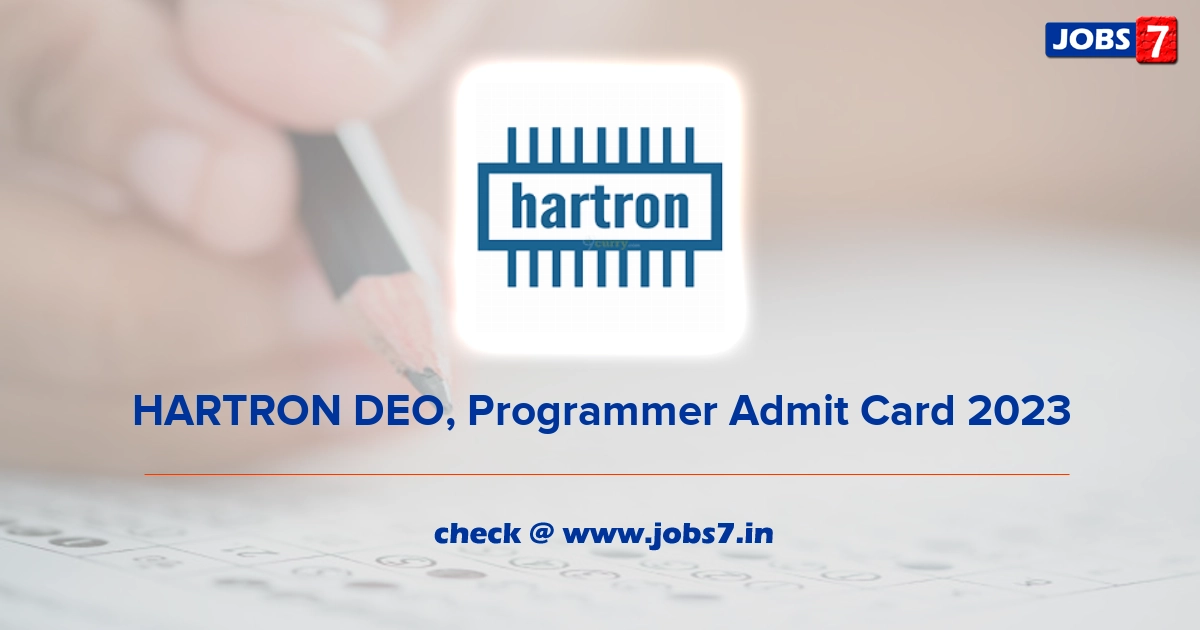 HARTRON DEO, Programmer Admit Card 2023, Exam Date @ hartron.org.in