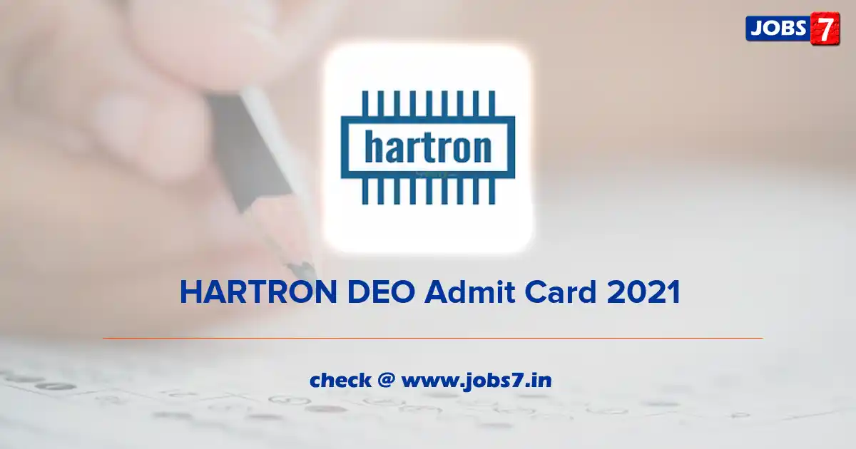 HARTRON DEO Admit Card 2021, Exam Date (Out) @ hartron.org.in