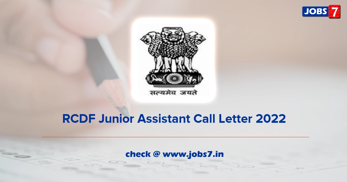 RCDF Junior Assistant Call Letter 2022, Exam Date @ rajcrb.rajasthan.gov.in