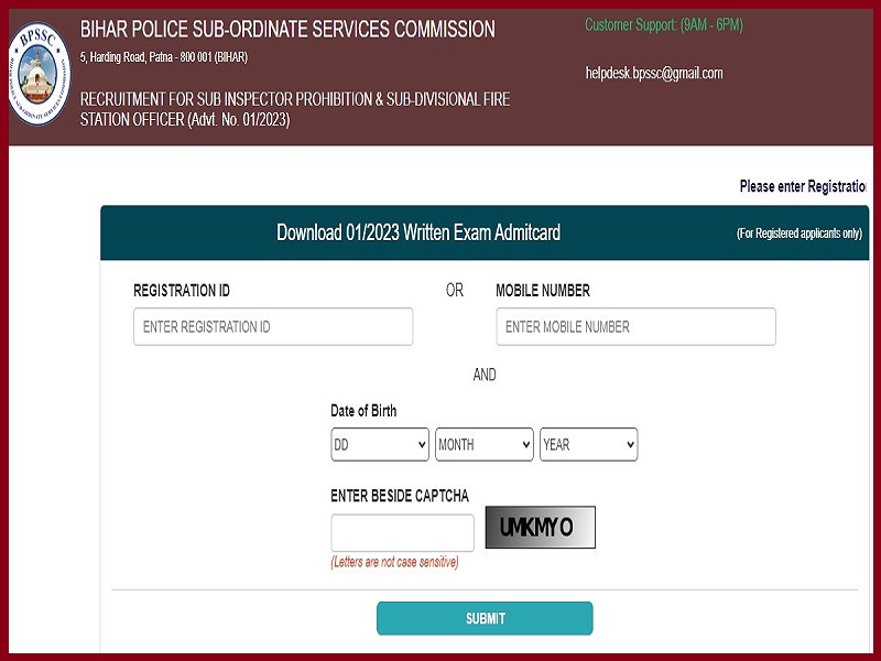 Bihar Police SI Admit Card 2023 (Released) Download Exam Date & Call Letterimage