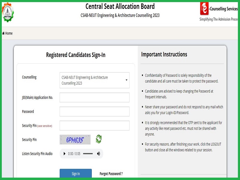 CSAB NEUT 2023 Registration: Last Day Today Check Round 1 Allotment Results Dateimage