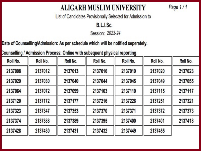 AMU Entrance Exam Result 2023 (Released): Check amu.ac.in Results