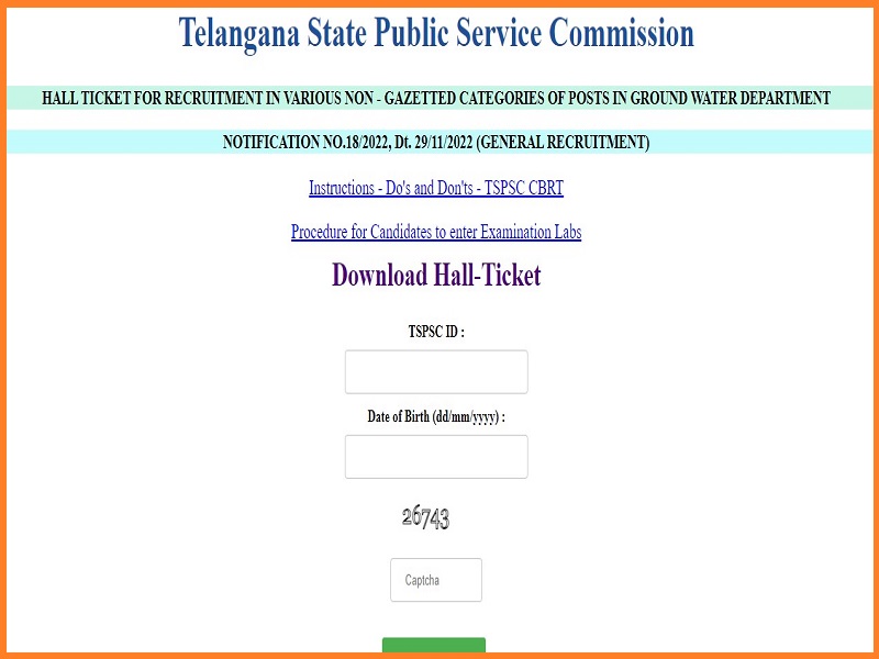 TSPSC Non Gazetted Posts Admit Card 2023 (Out): Check Exam Date @  tspsc.gov.in