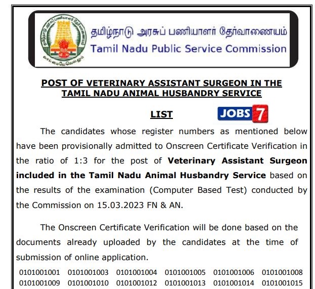 TNPSC VAS Result 2023 Declared: Check Selection List By Roll Numbers