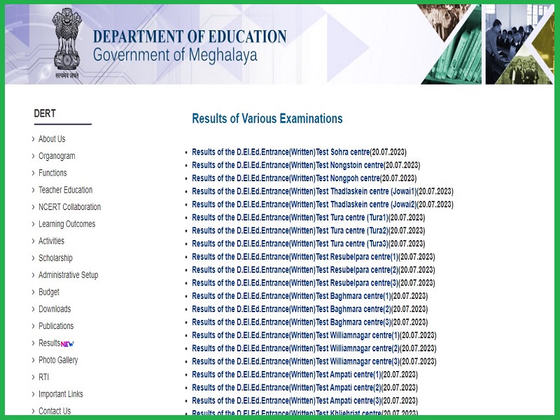Meghalaya D.El.Ed Result 2023 (Declared): Check Name List @ megeducation.gov.inimage
