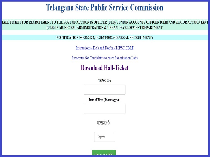 TSPSC Accountant and Accounts Officer Hall Ticket 2023 (Out): Check Exam Dateimage