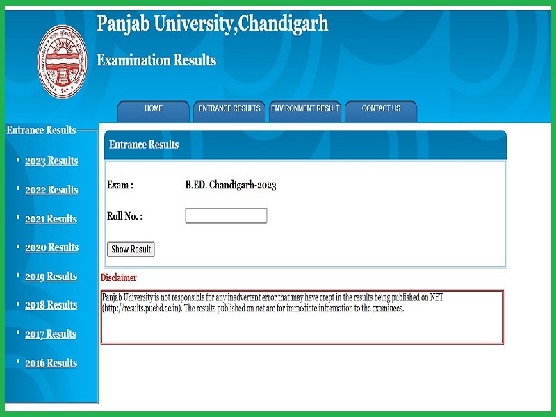PU B.Ed. Entrance Exam 2023 Results (Declared): Check Cut Off Marks and Merit List image
