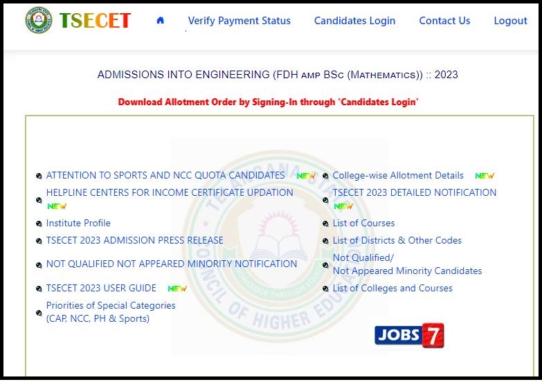 TS ECET 2023 Round 1 Seat Allotment (OUT): Download College Wise Seat Allotmentimage
