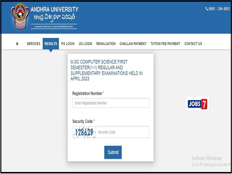 Andhra University M.Sc 1st Sem Result 2023 Released: Check AU PG Results Here