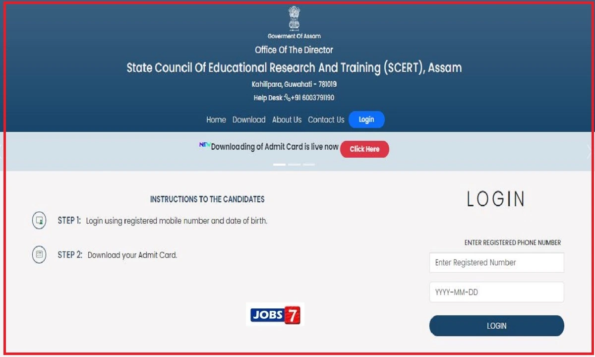 SCERT Assam D.El.Ed PET Admit Card 2023 (OUT): Download at scert.assam.gov.in