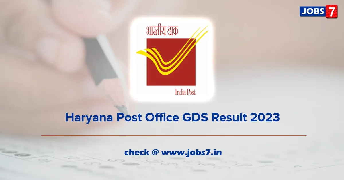 Haryana Post Office GDS Result 2023 (Out): Download Gramin Dak Sevaks DV List