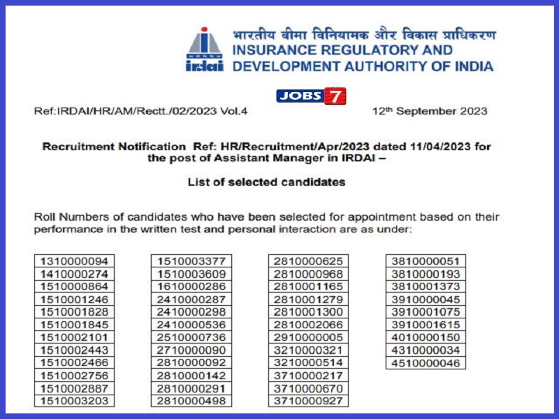 IRDAI Assistant Manager Final Result 2023 (Out): Check Cut-Off Marks and Merit List