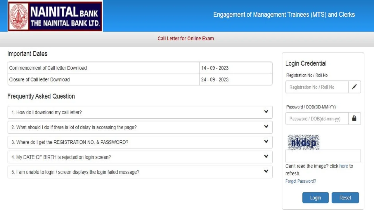 Nainital Bank MT, Clerk Admit Card 2023 (OUT): Direct link to download here