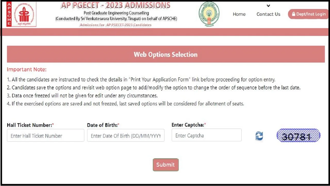 AP PGECET Counselling 2023: Revised Web Options Entry Dates (Extended)