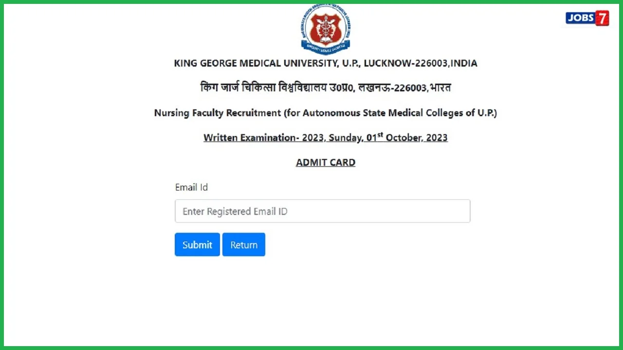 KGMU Nursing Faculty Admit Card 2023 (Out): Download Exam Date @ kgmu.org