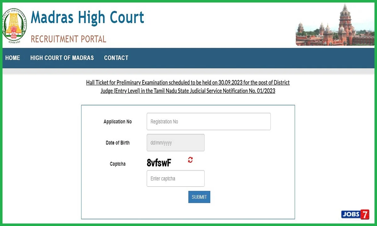 Madras High Court District Judge Prelims Hall Ticket 2023 (Out): Check Exam Dateimage