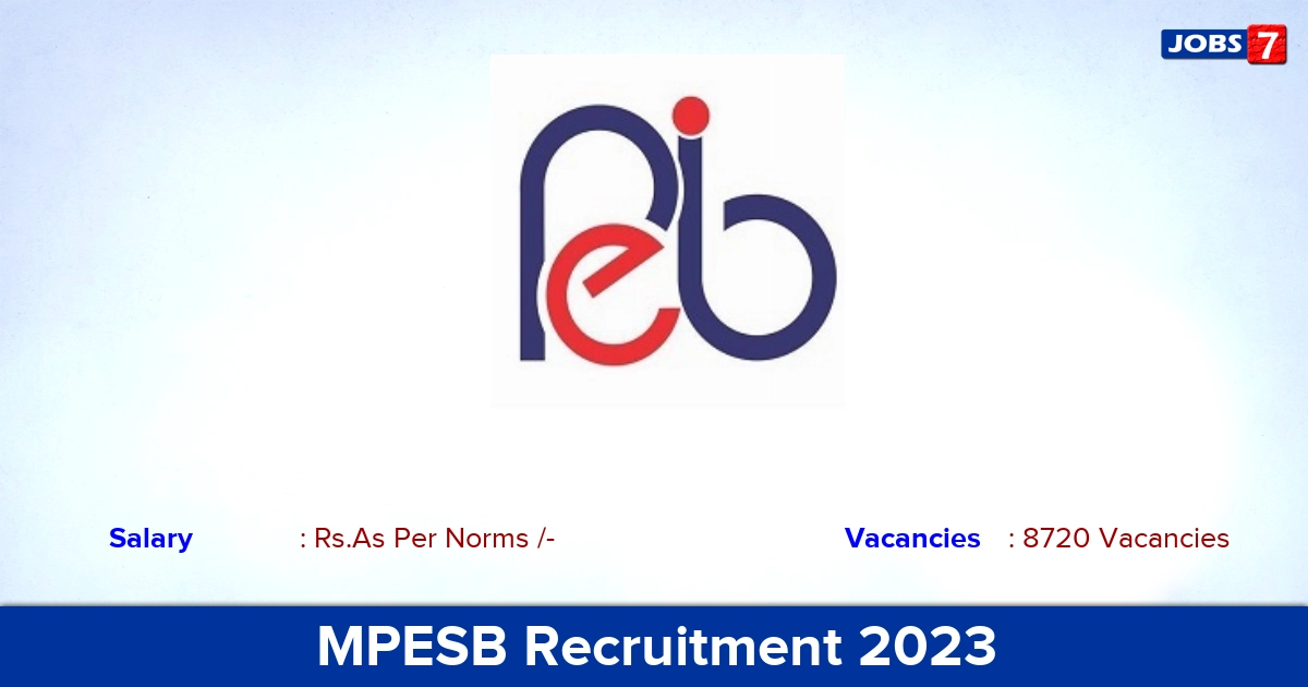 MPESB Recruitment 2023 - Apply Online for Teaching Jobs, 8720 Vacancies!