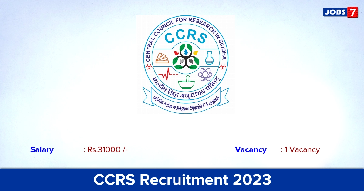 CCRS Recruitment 2023 - Apply Offline for JRF Jobs