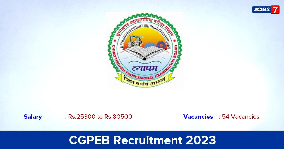 CGPEB Recruitment 2023 - Apply Online for 54 Hostel Superintendents & Warden Vacancies