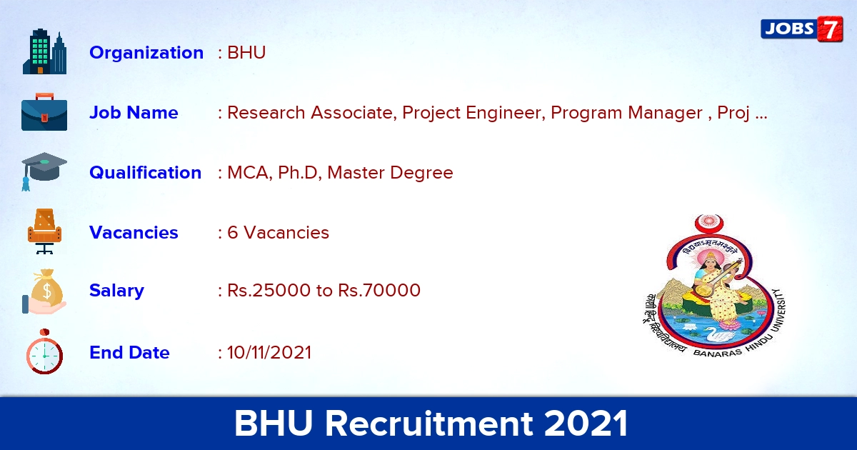 BHU Recruitment 2021 - Apply Online for Project Staff Jobs