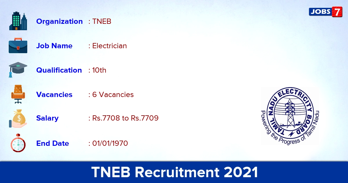 TANGEDCO Nilgiris Recruitment 2021 - Apply Online for Electrician Jobs