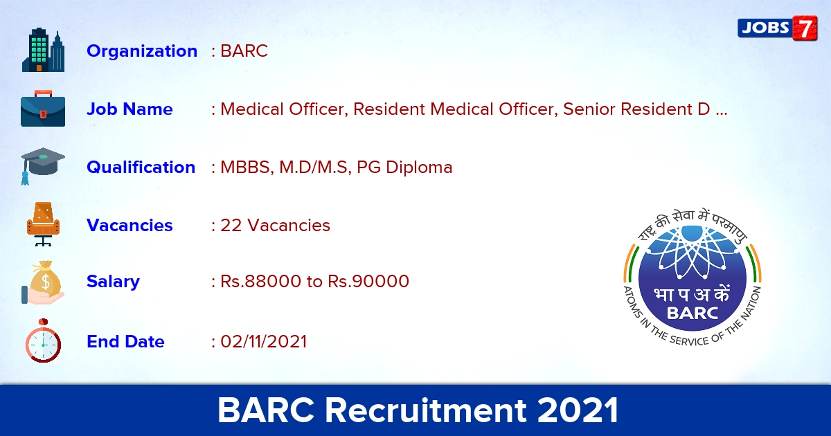 BARC Recruitment 2021 - Direct Interview for 22 GDMO Vacancies