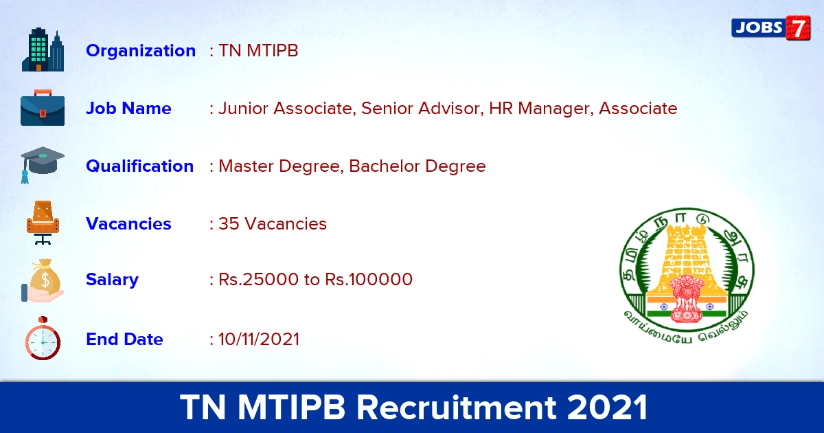 TN MTIPB Recruitment 2021 - Apply Online for 35 Associate Vacancies