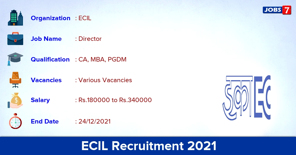 ECIL Recruitment 2021 - Apply Online for Director Vacancies