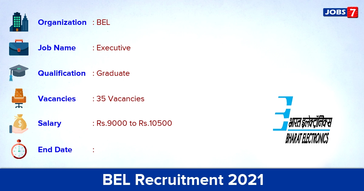 BEL Recruitment 2021 - Apply Online for 35 Executive Vacancies