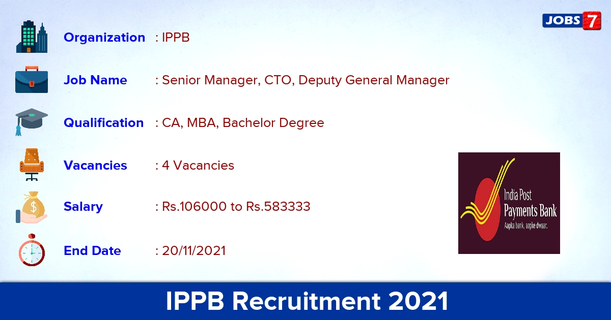 India Post Bank Recruitment 2021 - Apply Online for Manager Jobs