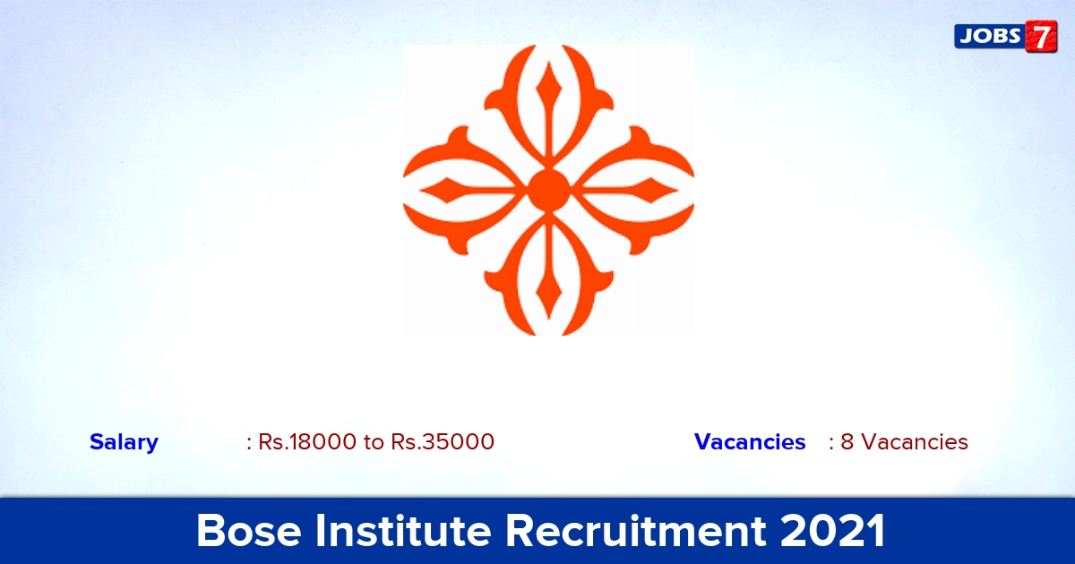 Bose Institute Recruitment 2021 - Apply Online for Project Assistant Jobs
