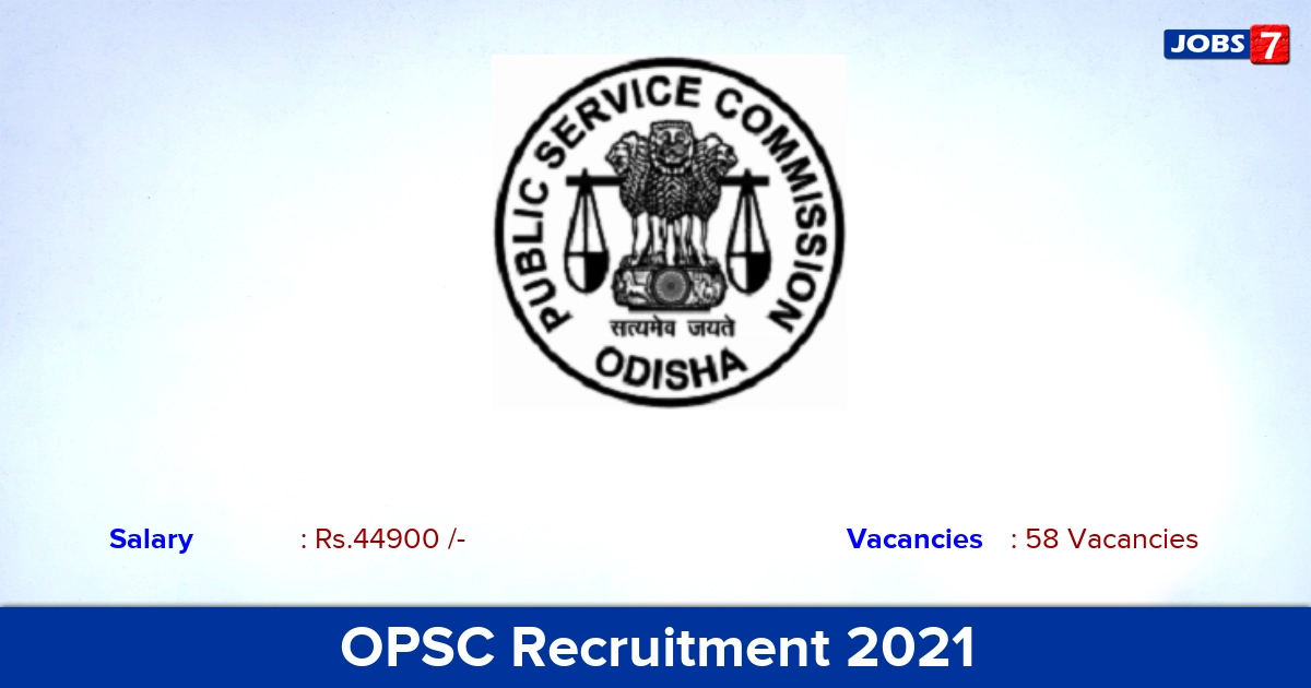 OPSC Recruitment 2021 - Apply Online for 58 PGT Vacancies