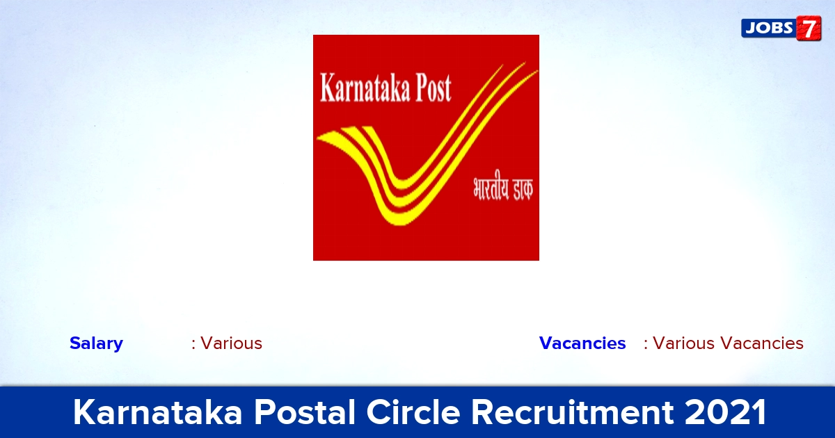Karnataka Postal Circle Recruitment 2021 - Apply Offline for GDS Vacancies