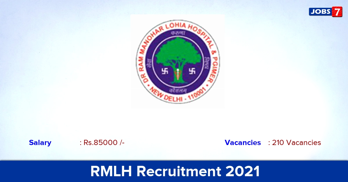 RMLH Recruitment 2021 - Direct Interview for 210 Junior Resident Vacancies