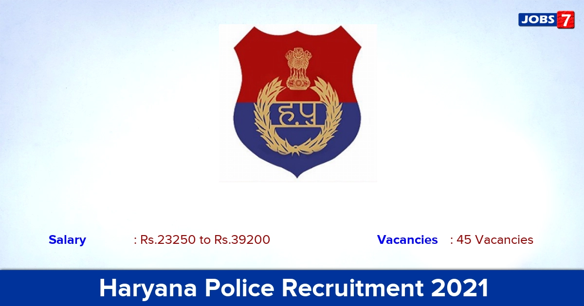 Haryana Police Recruitment 2021 - Direct Interview for 45 Network Engineer Vacancies