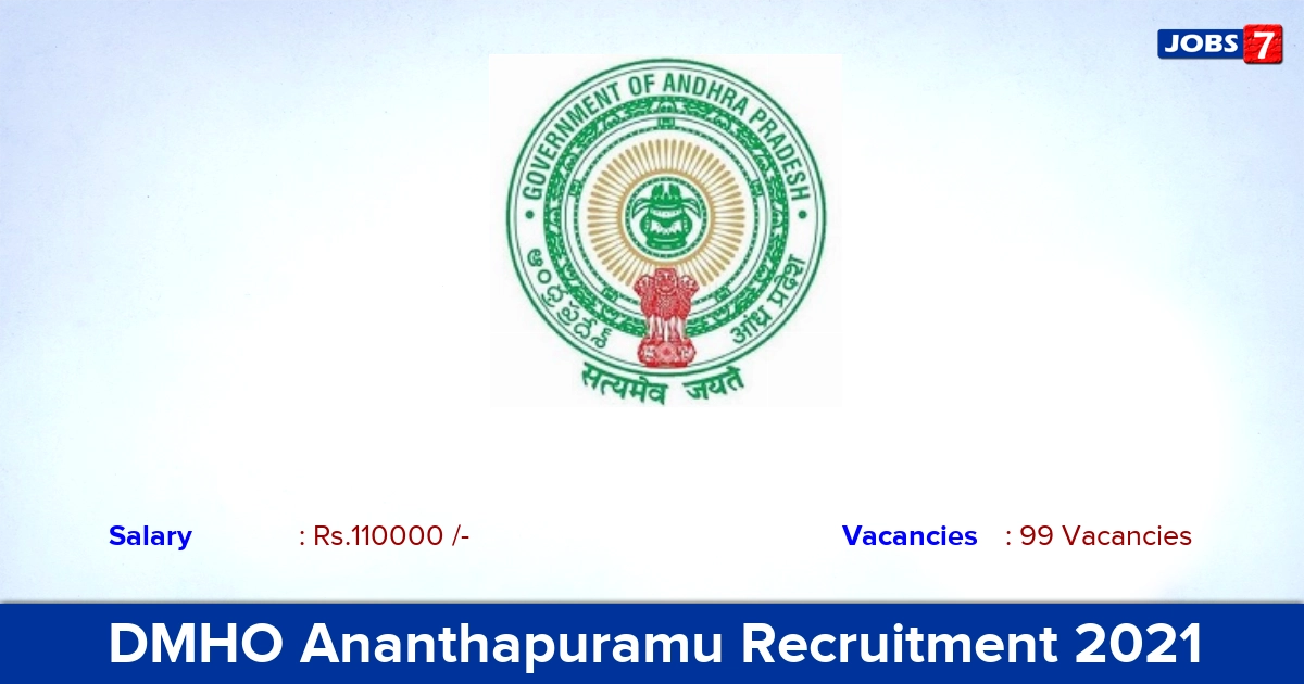 DMHO Ananthapuramu Recruitment 2021 - Direct Interview for 99 Specialist Doctor Vacancies