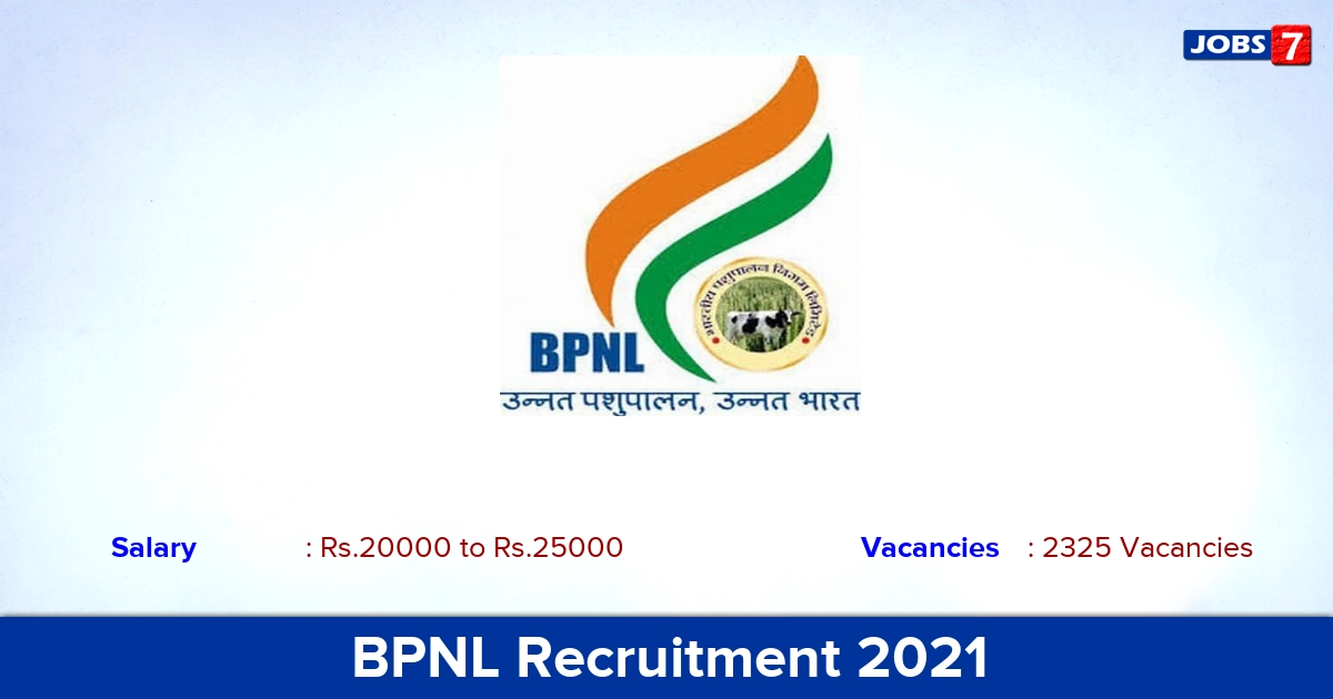 BPNL Recruitment 2021 - Apply Online for 2325 Extension Officer, Planning Assistant Vacancies
