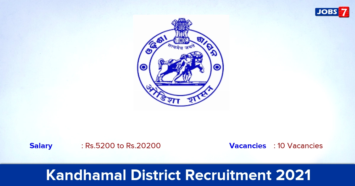 Kandhamal District Recruitment 2021 - Apply Offline for 10 Assistant Teacher Vacancies