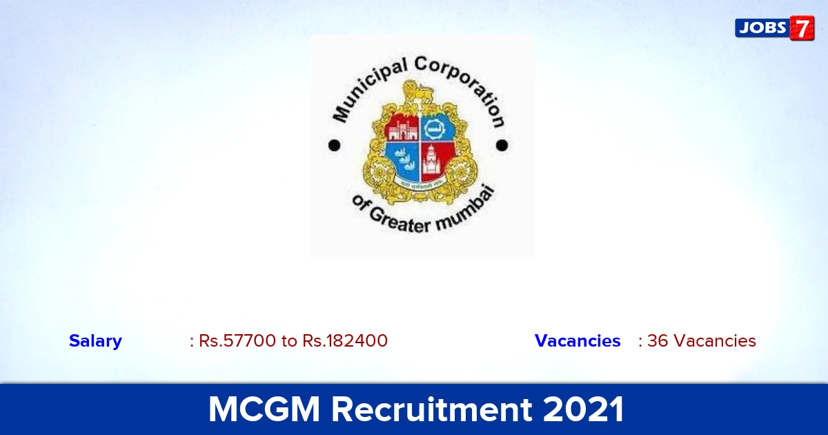 MCGM Recruitment 2021 - Apply Online for 36 Assistant Professor Vacancies