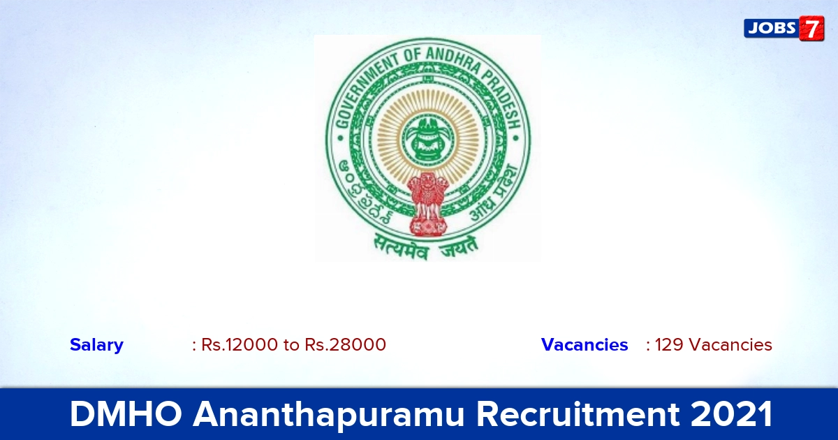 DMHO Ananthapuramu Recruitment 2021 - Apply Offline for 129 Lab Technician Vacancies