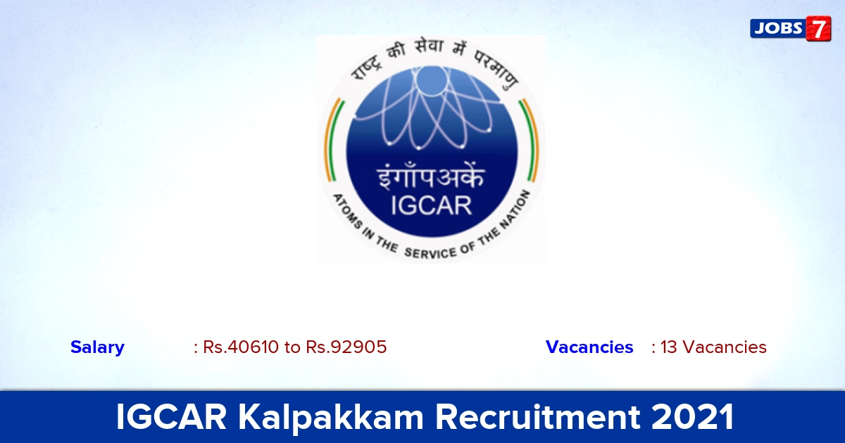 IGCAR Kalpakkam Recruitment 2021 - Apply Online for 13 Pharmacist Vacancies