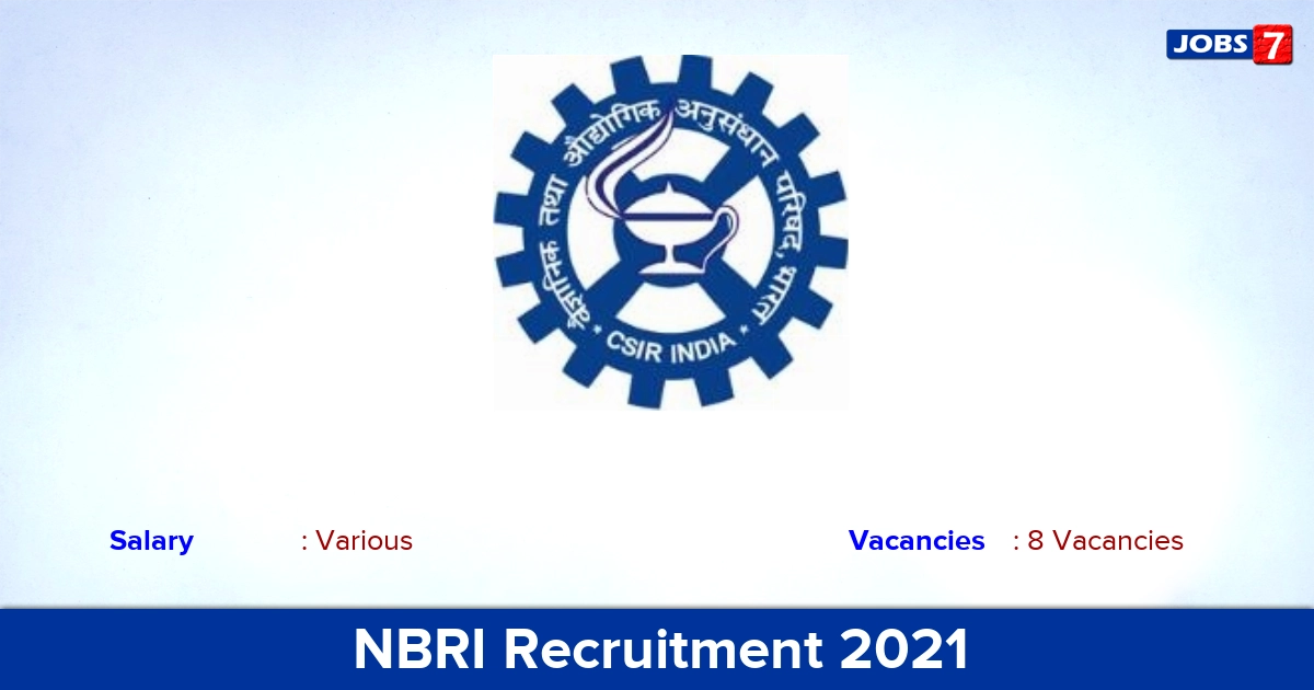 NBRI Recruitment 2021 - Apply Offline for Project Associate Jobs