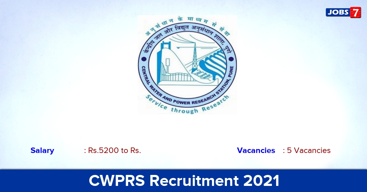 CWPRS Recruitment 2021 - Apply Offline for Craftsman Jobs