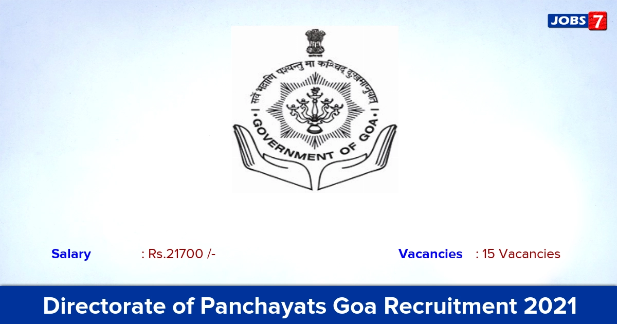 Directorate of Panchayats Goa Recruitment 2021 - Apply Online for 15 Panchayat Secretary Vacancies