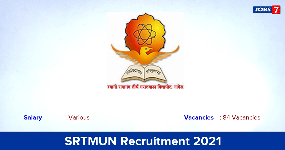 SRTMUN Recruitment 2021 - Apply Offline for 84 Assistant Professor Vacancies SRTMUN Recruitment 2021 - Apply Offline for 84 Assistant Professor Vacancies