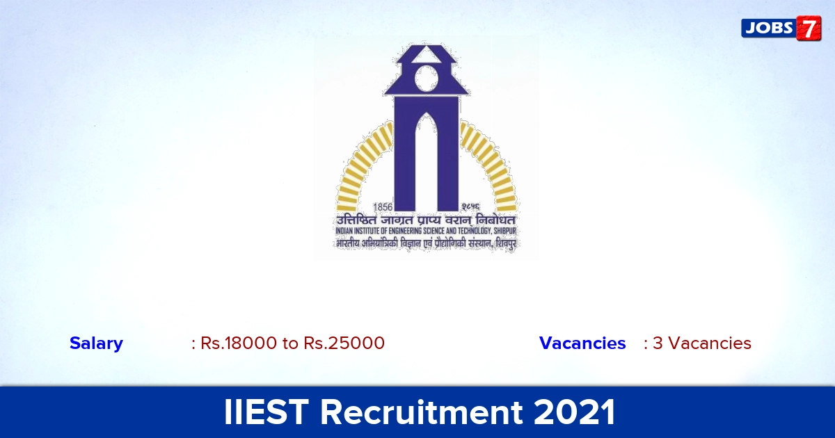 IIEST Recruitment 2021 - Direct Interview for JRF, Project Assistant Jobs